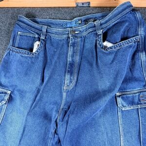 Vtg Source Baggy Jeans Mens 42 Blue Denim Cotton All Day Comfort Cargo Pockets